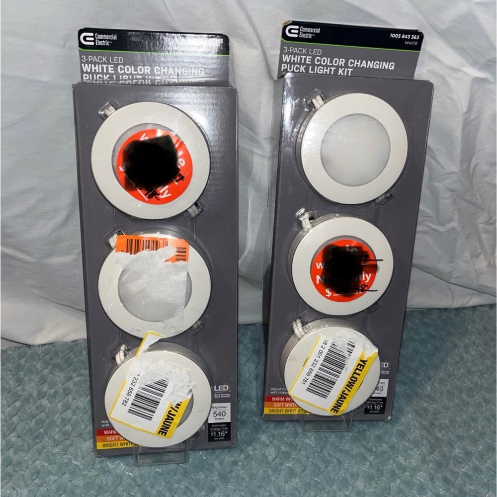 Commercial Electric White LED Puck Light Kit